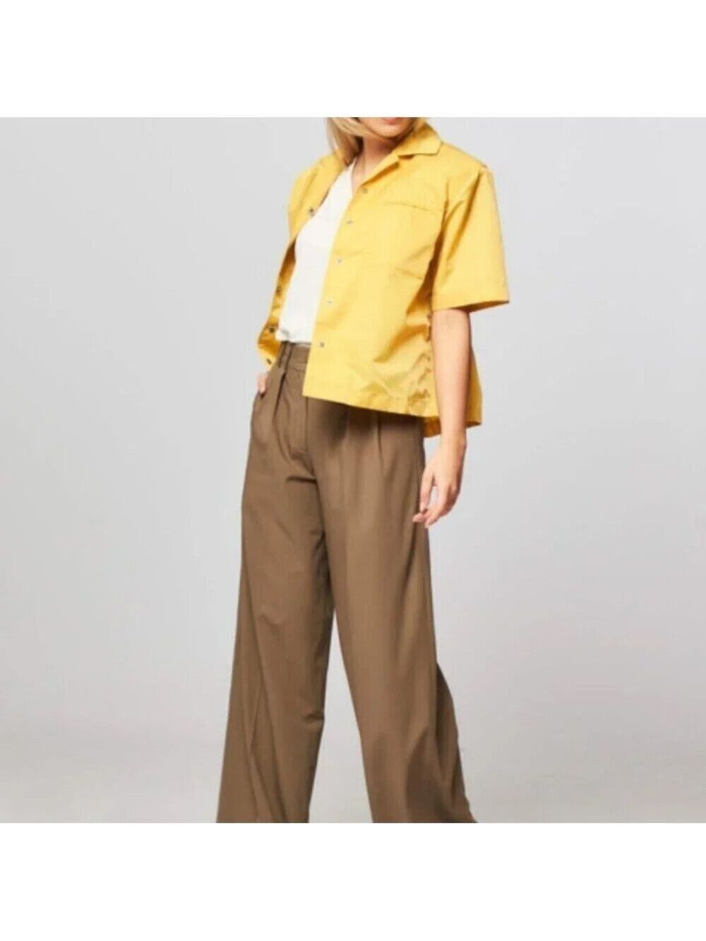 New Remain Birger Christensen Storm Shirt Jacket Yellow Size 8 - Picture 2 of 9